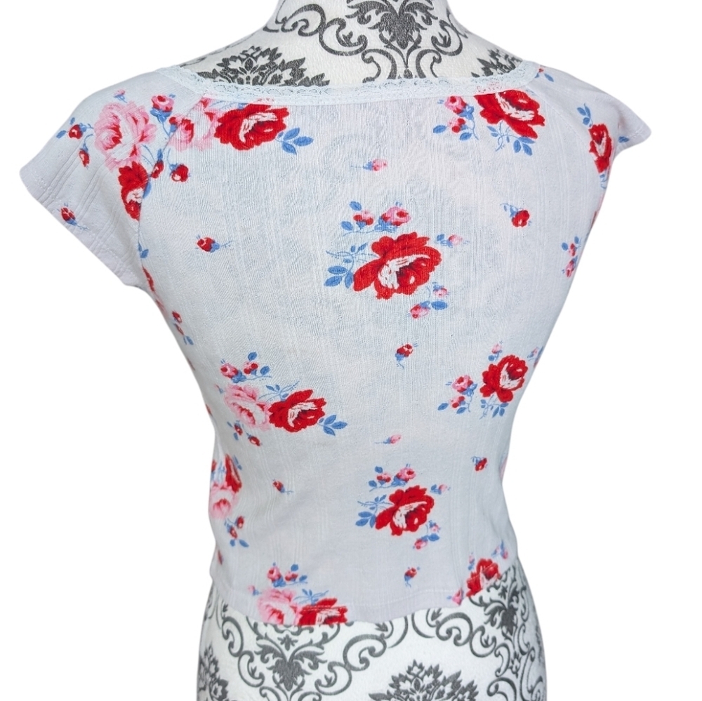 Gap Pointelle Baby Tee Girls Large Cotton Y2K - Picture 3 of 10